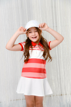 Vestido Malha Listras 2253318 Vermelho. - Jacris Kids | Transformando Sonhos em Moda