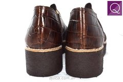 Zapato Botineta Plataforma Cuero Crocco Chocolate Quica Lima - comprar online
