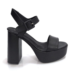 Sandalias Cuero Negro Plataforma Fiesta Quica Limay