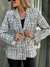 Blazer Premium "Alanis" - Boucle Cuadrille Black & White - FRESKA Urbana Mayorista 