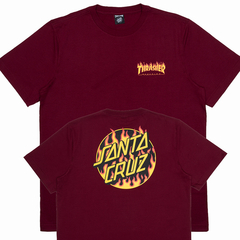 Camiseta Santa Cruz X Thrasher Flame Dot - Bordo