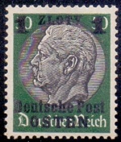 GENERALGOUVERNEMENT - 012 - sobrecarga " DEUTSCHE POST OSTEN " - 1 ZLOTY - 1939