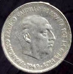 M1255 ESPANHA - 5 PESETAS 1949 - FRANCISCO FRANCO - NÍQUEL