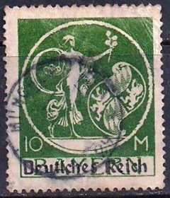 137 (1) ...SELO DE BAYERN COM SOBRECARGA "Deutsches Reich" - 10 M - 1920 - USADO