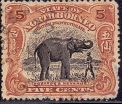 14773 ..... NORTH BORNEO - ELEFANTE - 5 CENTS - USADO