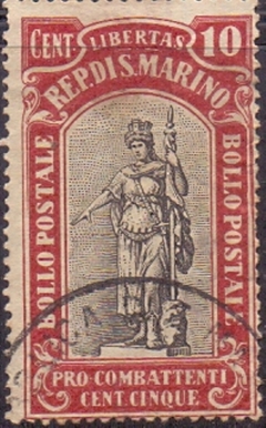 14785 ... SAN MARINO - PRO COMBATENTE - 10 CENTESIMI - 1918 - Y 53