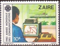 16893            ZAIRE   -  ANO MUNDIAL DAS COMUNICAÇÕES   -   1984   -    MINT