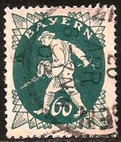 3728 ...... BAYERN - PROFISSÕES - LAVRADOR SEMEANDO - 60 PFENNIG - VERDE