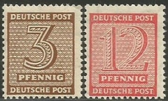 2384 .... DEUTSCHE POST - ZIFFERN 3 e 12 PFENNIG - NOVOS