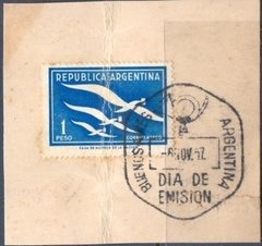 24919 ... ARGENTINA - FRAGMENTO DE AÉREO 1 PESO - COM CARIMBO COMEMORATIVO e 1º DIA