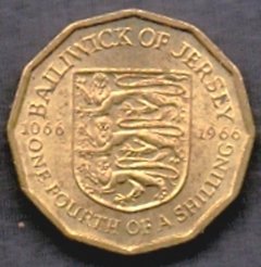 M2615 JERSEY 1/4 SHILLING OU 3 PENCE 1966 - BR/AL