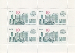 3075 ..... ALEMANHA D D R - 750 ANOS DE BERLIN - 1987 - FOLHA MINT