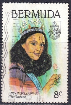 37035..... BERMUDA - MISS WORLD GINA SWAISON - 8 c. - USADO