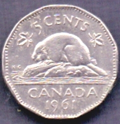 M3883 CANADÁ - 5 CENTS 1961 - INOX