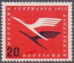 0208     LUFTHANSA - 20 PF.   1955 - GOMA - COM MARCA DE CHARNEIRA