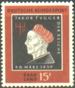 2606 .... ALEMANHA - S A A R L A N D - 500 ANOS DE JACOB FUGGER - 15 F. - MINT