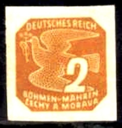 BM117 BOHEMIA MORAVIA - POMBA ESTILIZADA, COM A INSCRIÇÃO DEUTSCHES REICH - 2 h - 1943