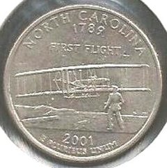 M3044.... ESTADOS UNIDOS - 1/4 DE DOLLAR 2001 P - ESTADOS = "NORTH CAROLINA"