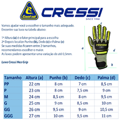 Luva Cressi Hex Grip Amarela - loja online