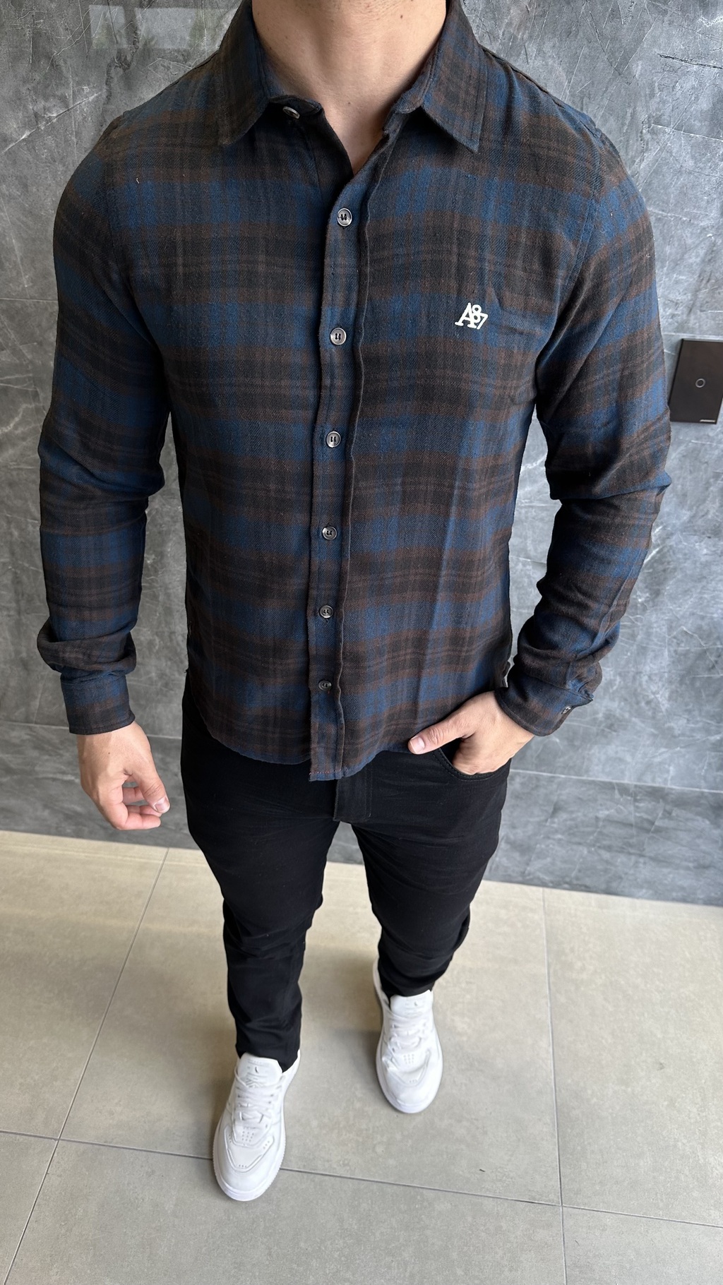 Camisa masculina xadrez flanelada A87 Aeropostale