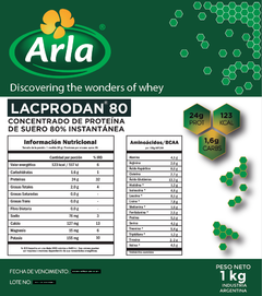 Proteína De Suero De Leche 1kg Wpc Arla Instant 80% Real Sin Cortes - tienda online