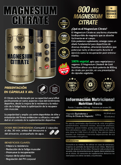 Citrato De Magnesio 60 Vegetal Caps Gold Nutrition Sin Tacc en internet