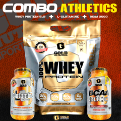 Combo Athletics Gold Nutrition Proteína 5Lbs + Bcaa 2000 30 Serv + Glutamina 45 Serv