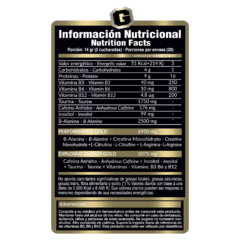 Pre Work Gold Nutriton 20 Serv Con Cafeína + Beta Alanina + Complejo Vitamina B + Taurina & Inositol - comprar online