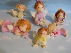 Angelitos 20 Souvenirs Bebés Porcelana Fria Bautismo