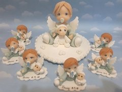 Imagen de Angelitos 10 souvenirs varon con ovejita/palomita