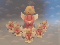 Angelitos 20 Souvenirs Bebés Porcelana Fria Bautismo - Nubecitas
