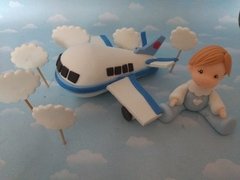 Adorno de torta Avion Porcelana Fria - comprar online