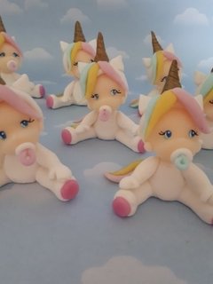 Souvenir 10 Unicornios Bebe Baby Shower Porcelana Fría