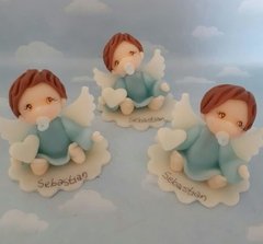 Souvenirs 10 Angelitos Bautismo Comunión Porcelana Fría - comprar online