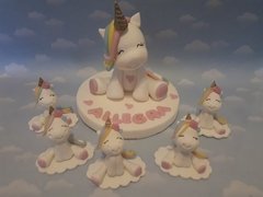 Combo 10 souvenirs unicornio +Adorno de torta - Nubecitas