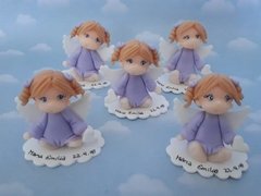 Souvenirs 10 Angelitos Bautismo Comunión Porcelana Fría - comprar online