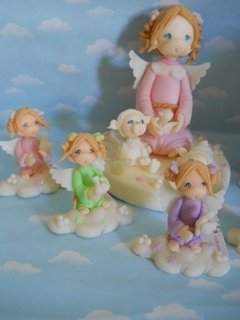 Adorno Torta Bautismo Angelita Porcelana Fria Comunion - tienda online