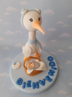 Adorno De Torta Cigüeña Baby Shower Bautismo Nacimiento