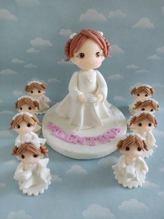 Souvenir comunión bautismo 10 muñequitas angelitas