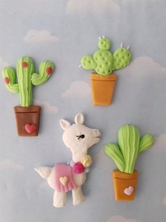 Apliques /imán 10 souvenirs cactus suculentas porcelana fría - Nubecitas