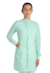Jaleco feminino tecido GABARDINE verde claro botão coberto