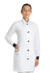 Jaleco feminino branco com viés, botões e punhos preto - tecido OXFORD