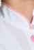 Jaleco feminino branco com viés, botão e punho rosa claro - tecido OXFORD na internet