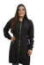 Jaleco feminino preto com viés e ziper dourados - tecido MICROFIBRA - Via Blanco Jalecos - Jalecos para profissionais e estudantes da área da saúde