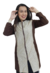 Jaleco feminino marrom com estampa - tecido gabardine - comprar online