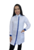 Jaleco feminino branco com detalhes em azul - tecido GABARDINE COM ELASTANO - a partir de: