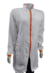 Jaleco feminino branco com viés e ziper laranja - tecido GABARDINE COM ELASTANO