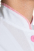 Jaleco feminino branco com viés, botão e punho rosa claro - tecido MICROFIBRA - comprar online