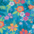 Lona de poliester flores fondo turquesa