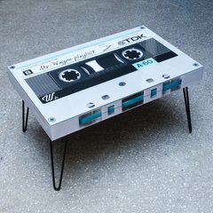 Mesa Ratona Cassette - Blanca Turquesa - ELEGI TU FRASE